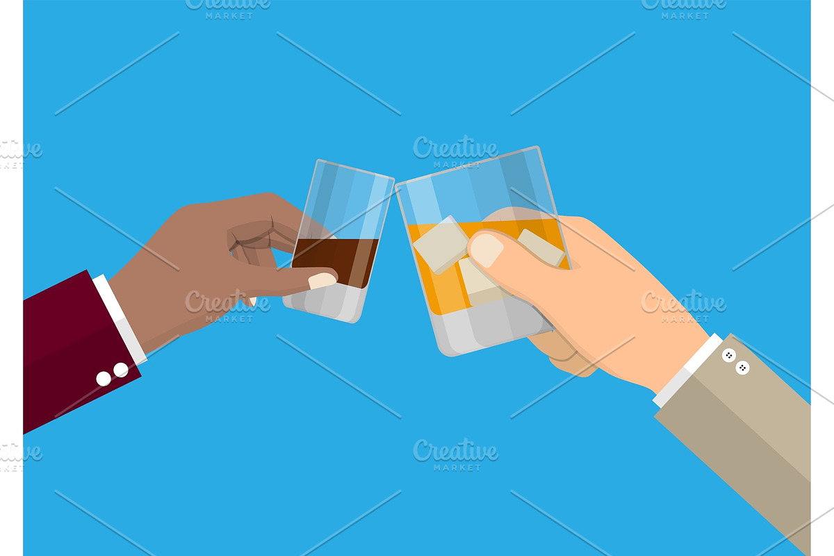 Hands holding glasses in Illustrations - product preview 8
