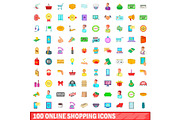 100 online shopping icons set