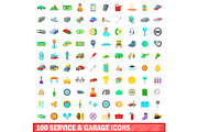 100 service and garage icons set