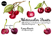 watercolor cherry. berries