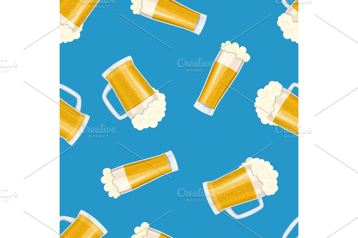 Seamless pattern mug of beer. in Objects - product preview 8