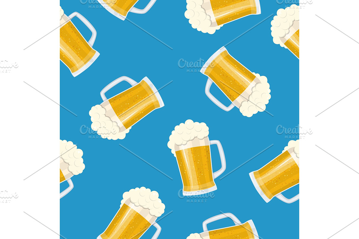 Seamless pattern mug of beer. in Objects - product preview 8