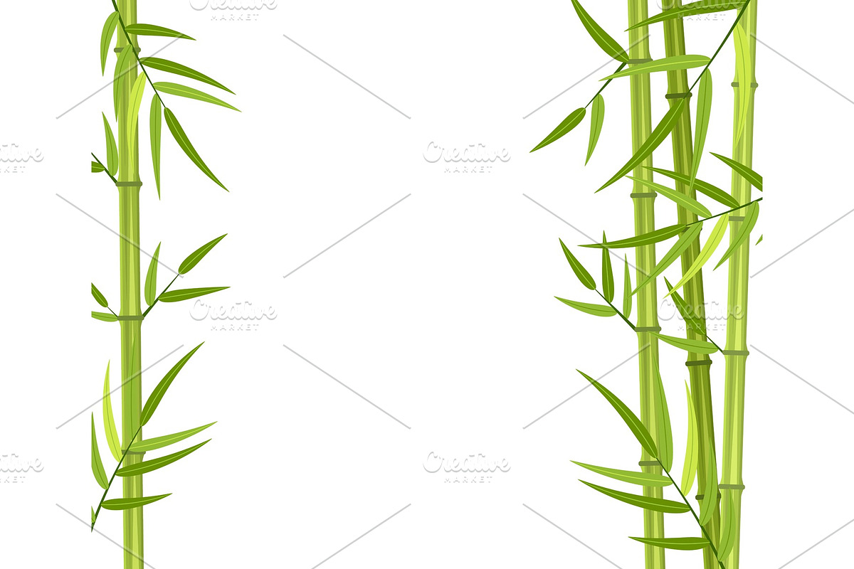 Vector green bamboo stems in Objects - product preview 8