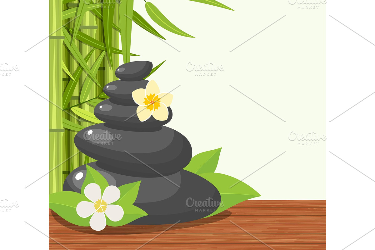 Bamboo and stones - spa background in Illustrations - product preview 8
