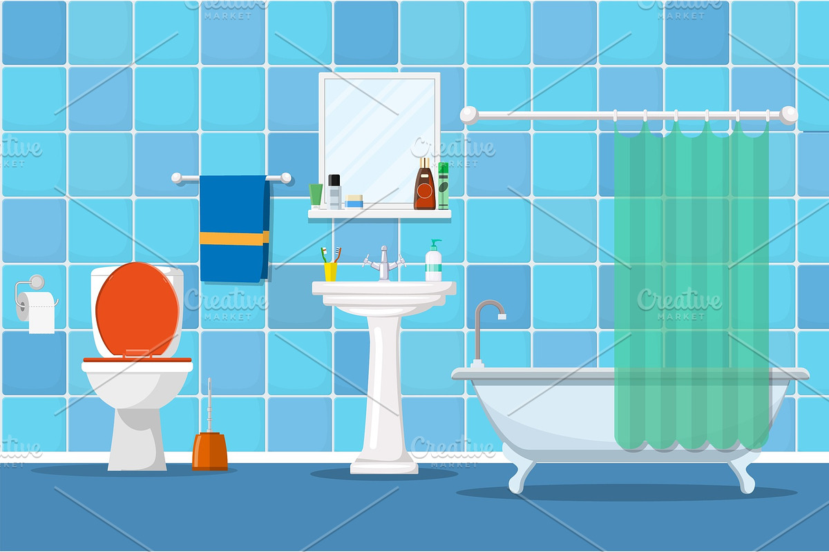 Interior of a bathroom with a toilet in Objects - product preview 8