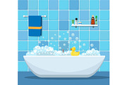 Bathtub with foam bubbles