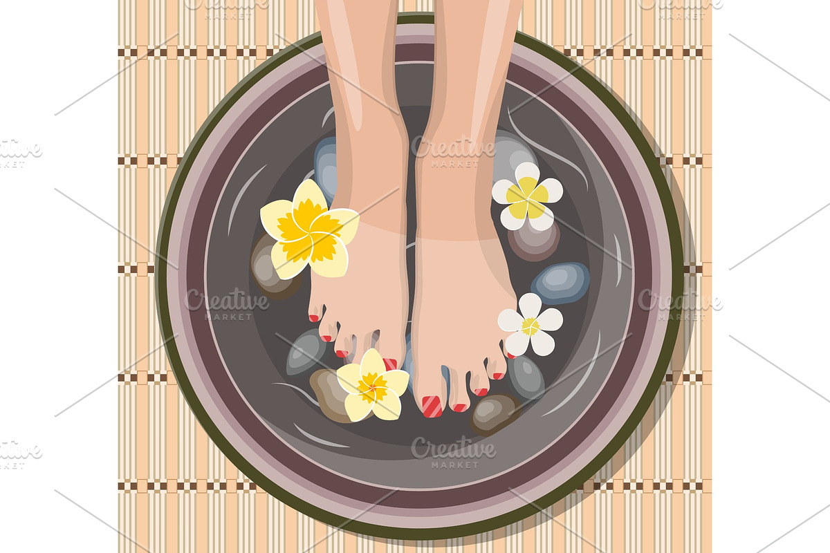 Female feet at spa pedicure in Illustrations - product preview 8
