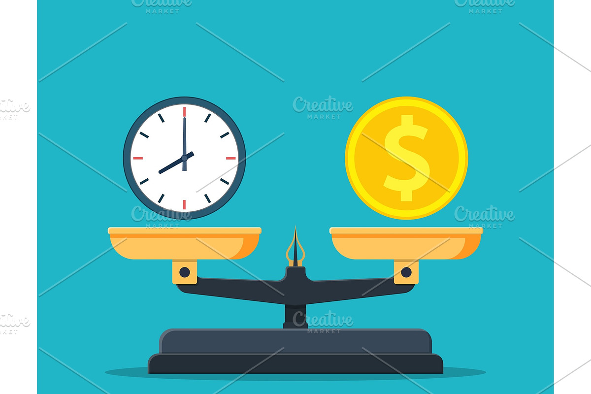 Time is money on scales icon. in Illustrations - product preview 8