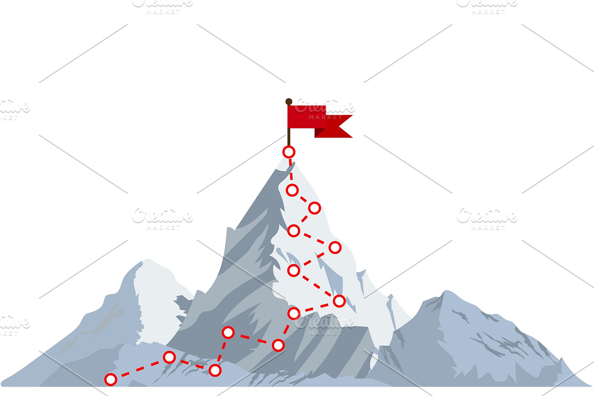 Mountain climbing route to peak in Illustrations - product preview 8