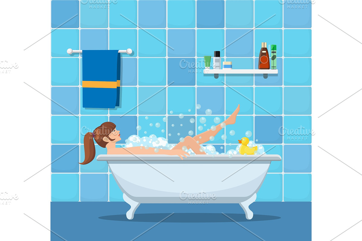 Woman taking a bath. in Objects - product preview 8