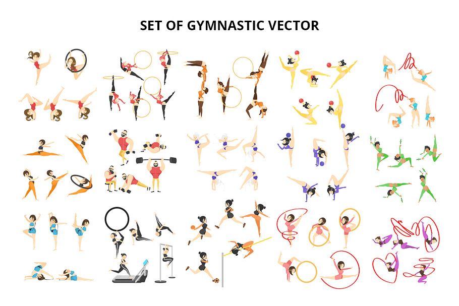 Set of Gymnastic Character