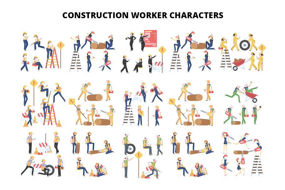 Construction Worker Characters in Illustrations - product preview 8