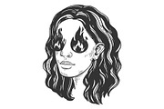 Woman with eye fire sketch vector