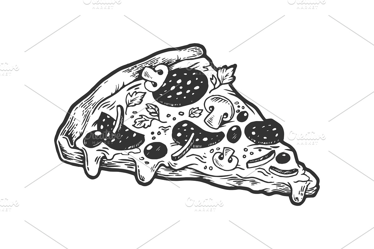 Slice of pizza sketch engraving in Illustrations - product preview 8