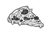 Slice of pizza sketch engraving