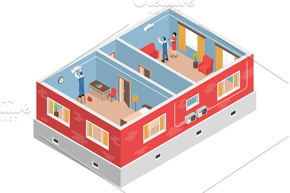 Air Conditioner Isometric Set in Illustrations - product preview 1