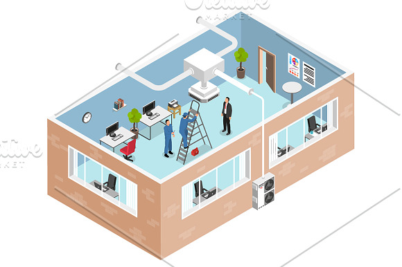 Air Conditioner Isometric Set in Illustrations - product preview 2