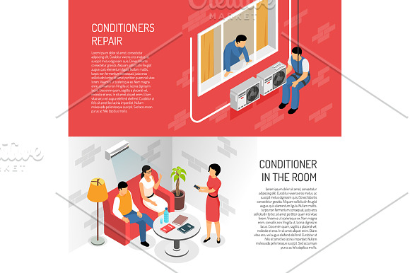 Air Conditioner Isometric Set in Illustrations - product preview 3