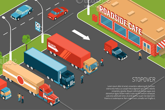 Delivery Trucks Isometric Set in Illustrations - product preview 1