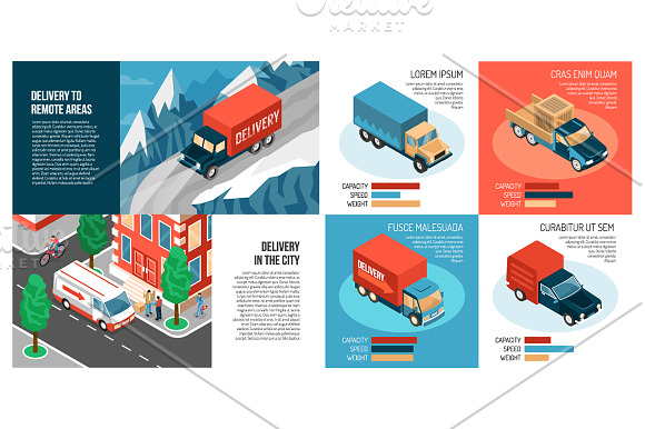 Delivery Trucks Isometric Set in Illustrations - product preview 2