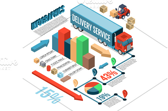 Delivery Trucks Isometric Set in Illustrations - product preview 3