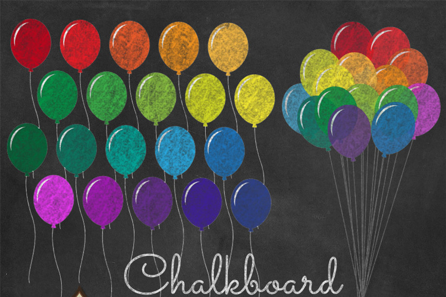 Chalkboard Rainbow Balloons Clipart
