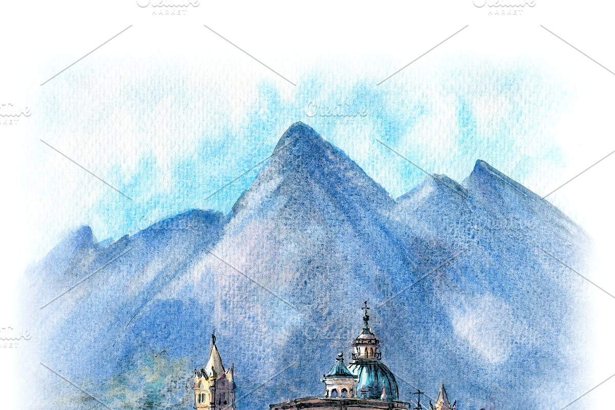 Palermo at sunset, Sicily, Italy in Illustrations - product preview 8