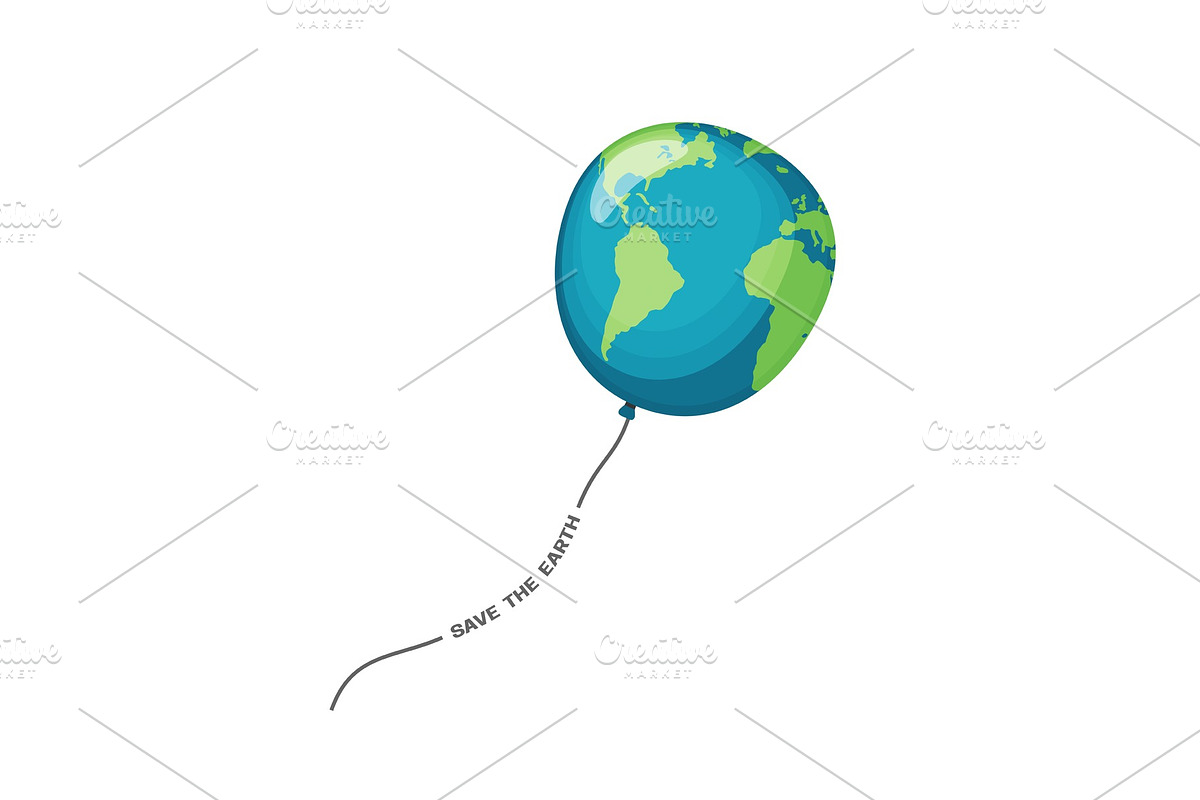Planet earth balloon in Illustrations - product preview 8