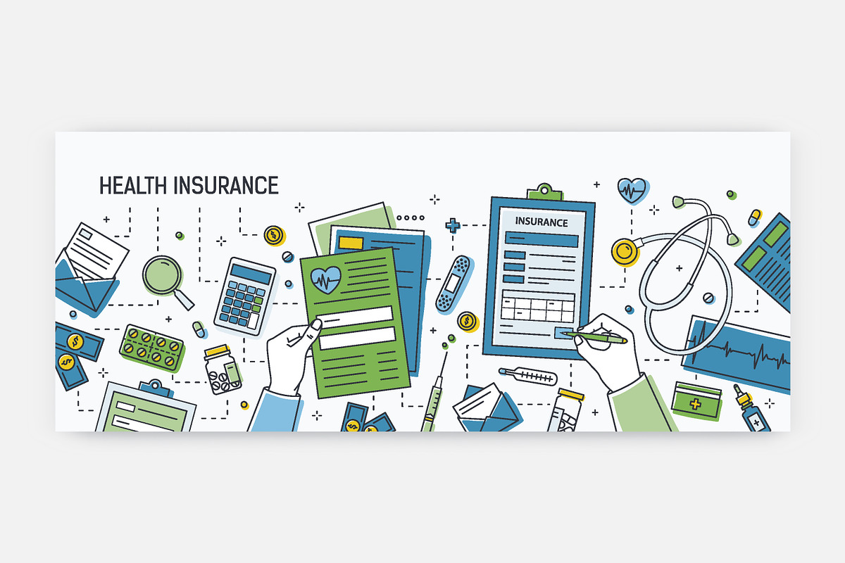 Health insurance banners in Illustrations - product preview 8