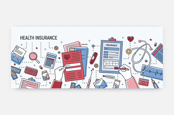 Health insurance banners in Illustrations - product preview 1