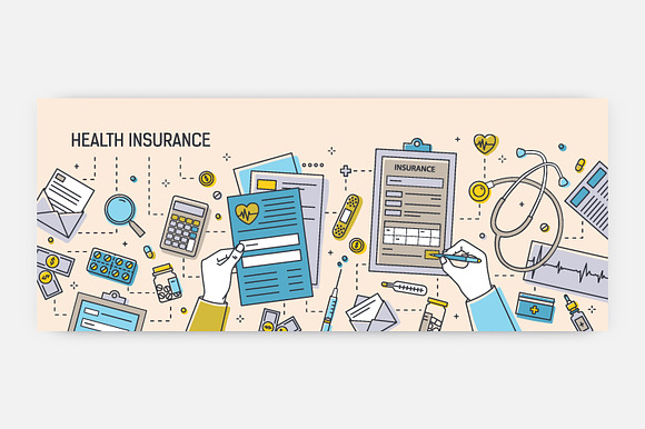 Health insurance banners in Illustrations - product preview 2