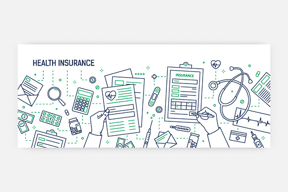 Health insurance banners in Illustrations - product preview 3