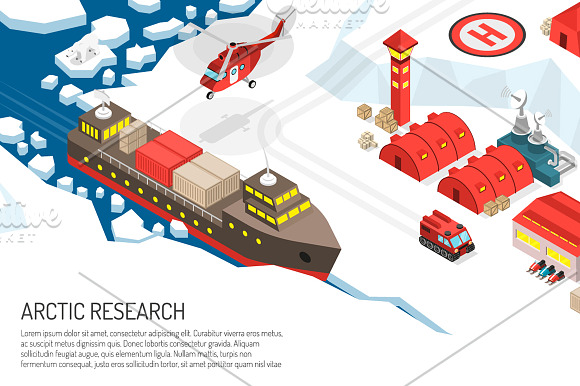 Polar Station Isometric Set in Illustrations - product preview 1