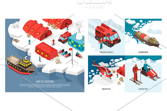 Polar Station Isometric Set in Illustrations - product preview 2