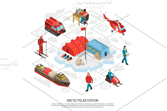 Polar Station Isometric Set in Illustrations - product preview 3
