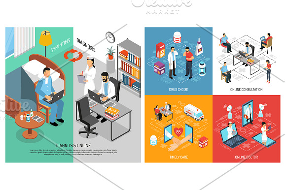 Online Medicine Isometric Set in Illustrations - product preview 1