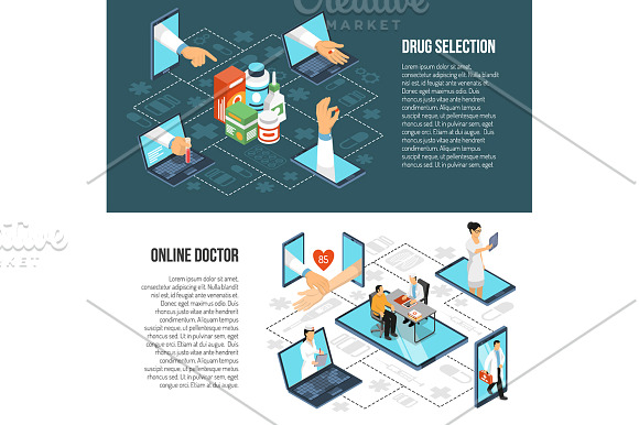 Online Medicine Isometric Set in Illustrations - product preview 3