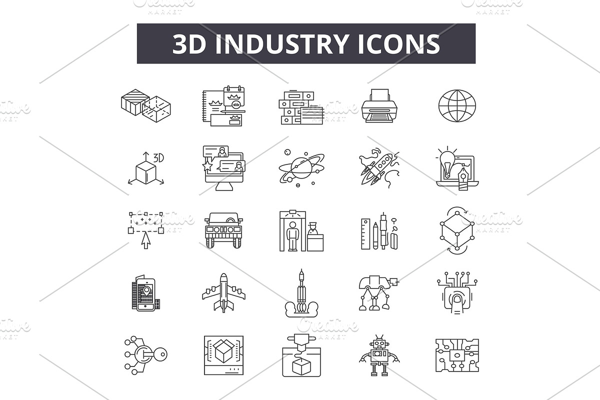3d industry line icons. Editable in Illustrations - product preview 8