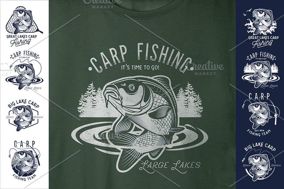 Vintage Carp Fishing Logos. in Illustrations - product preview 8