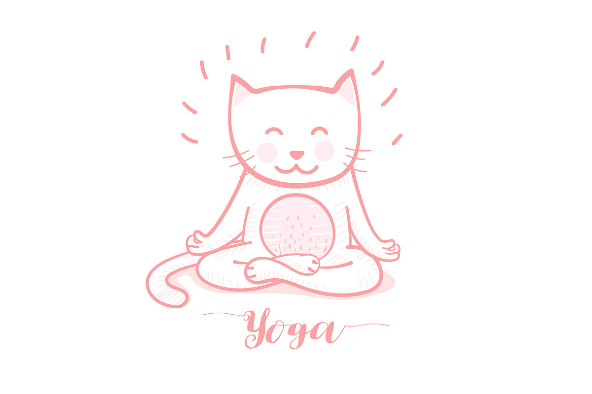 Cute cartoon cat in yoga pose. in Illustrations - product preview 8