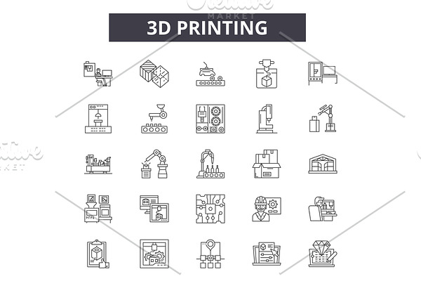3d printing line icons. Editable