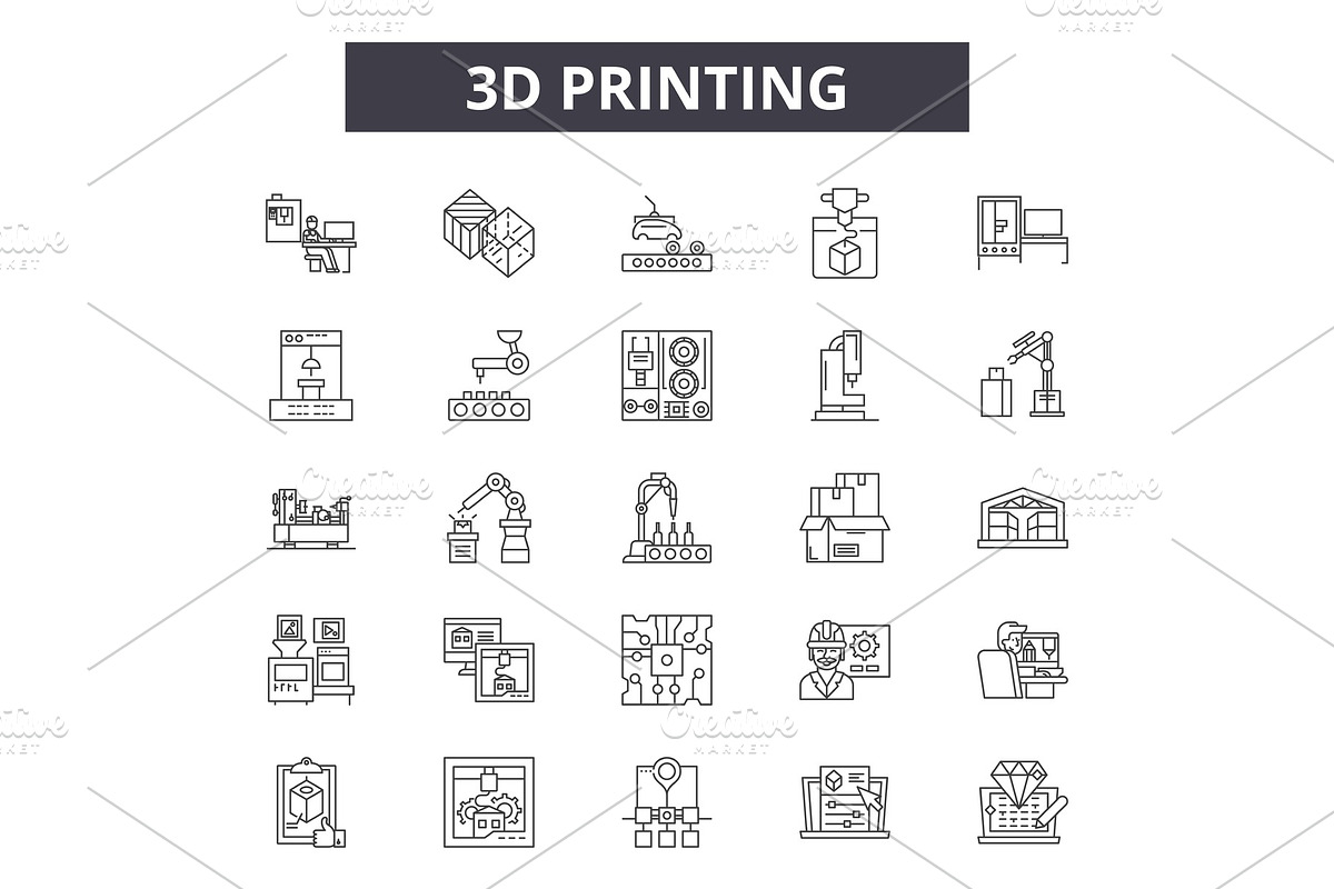 3d printing line icons. Editable in Illustrations - product preview 8