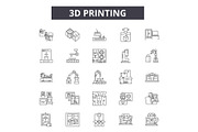 3d printing line icons. Editable