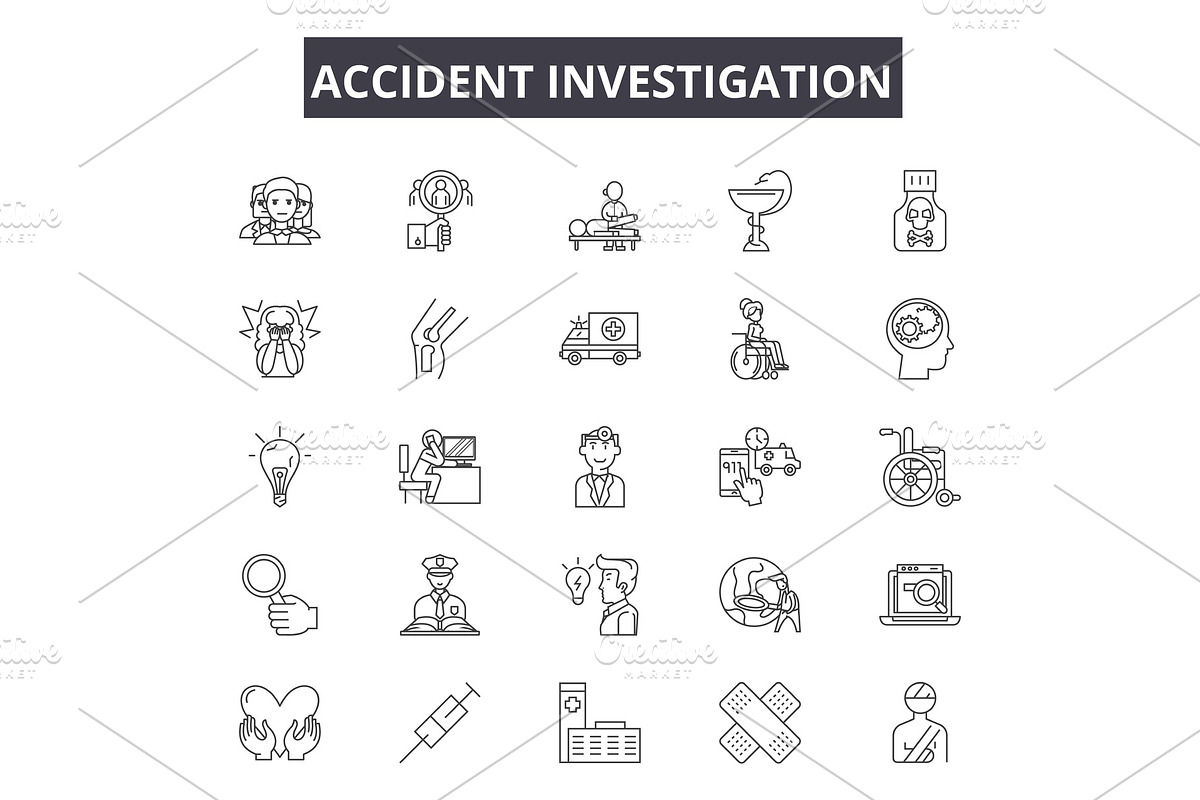 Accident investigation line icons in Illustrations - product preview 8