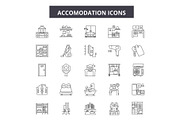 Accomodation line icons. Editable