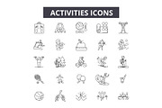 Activities line icons. Editable