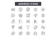 Address line icons. Editable stroke