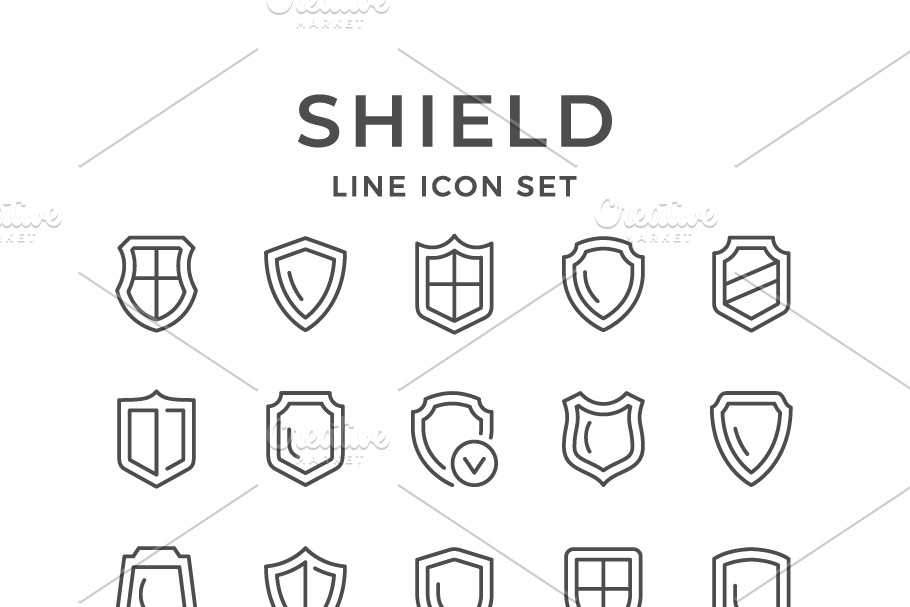 Set line icons of shield in Icons - product preview 8