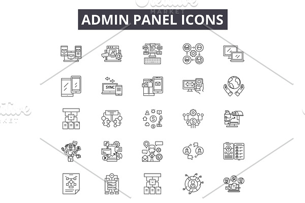 Admin panel line icons. Editable
