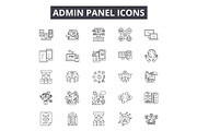 Admin panel line icons. Editable